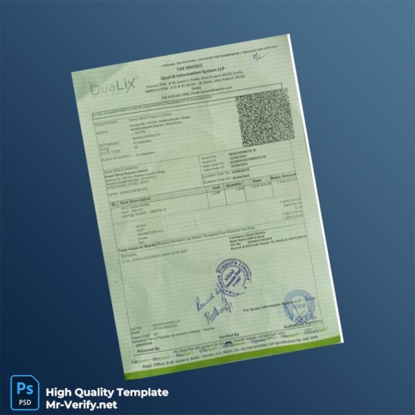 India Qualix Information System LLP Invoice Template in Word and PDF formats 3 page