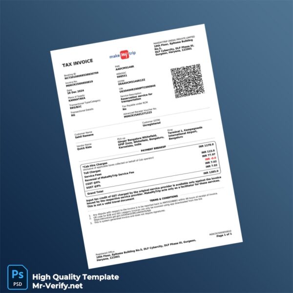 India Quick Ride Invoice Template in Word and PDF formats India Quick Ride Invoice Template in Word and PDF formats