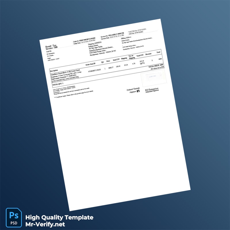 India RD Enterprises Invoice Template in Word and PDF formats India RD Enterprises Invoice Template in Word and PDF formats