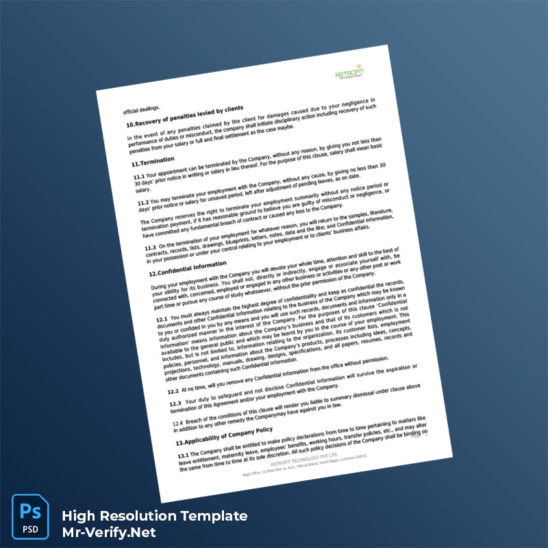 Editable India Recruity Technology Pvt Ltd Appointment Letter Word and Pdf Template 4 page Editable India Recruity Technology Pvt Ltd Appointment Letter Word and Pdf Template 4 page