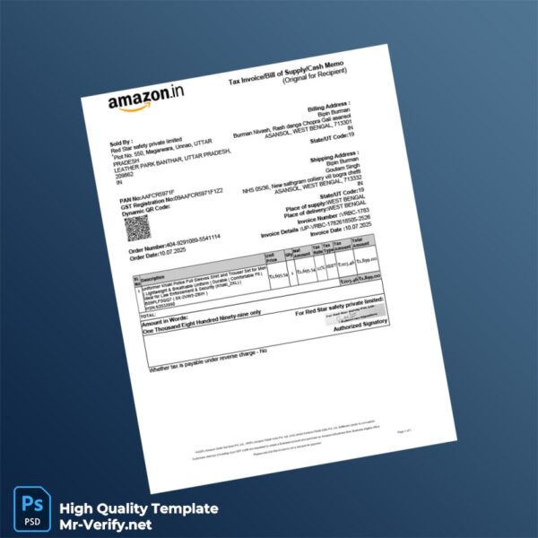 India Red Star Safety Private Limited Invoice Template in Word and PDF formats