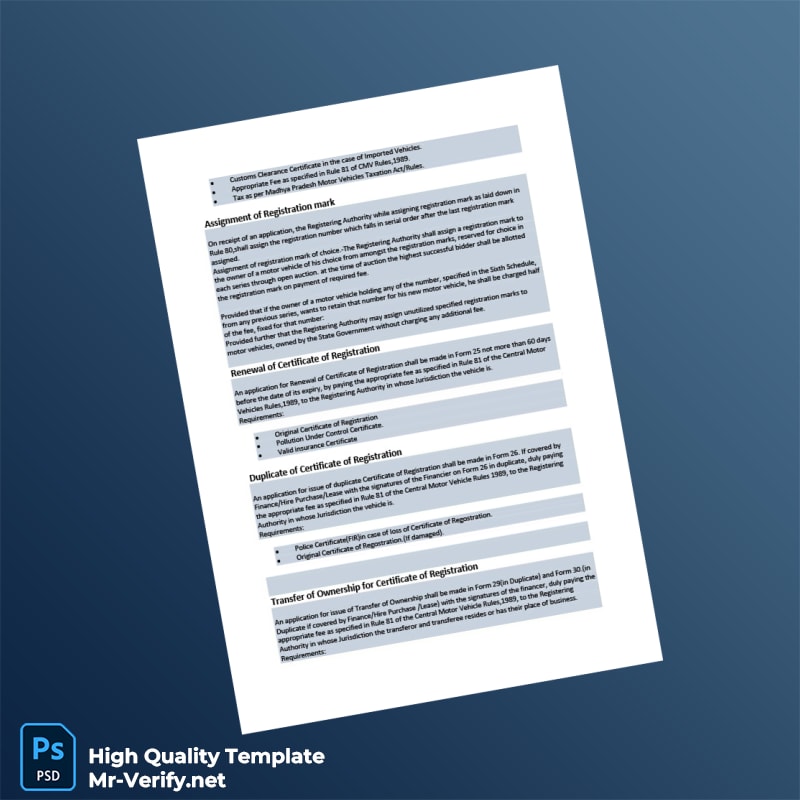 India Registering Authority Certificate of Registration Template in Word and PDF formats 4 page India Registering Authority Certificate of Registration Template in Word and PDF formats 4 page