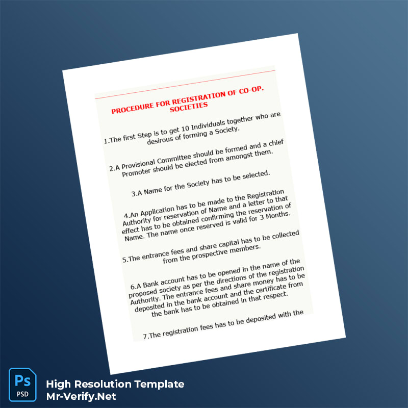 Editable India Registrar of Cooperative Societies Registration Certificate Word and Pdf Template 4 page Editable India Registrar of Cooperative Societies Registration Certificate Word and Pdf Template 4 page