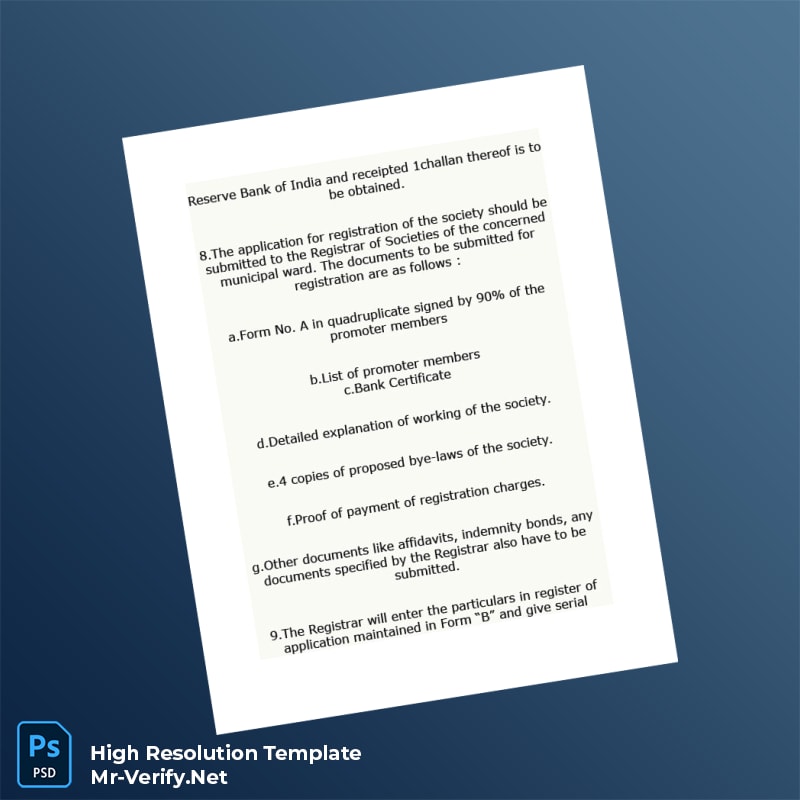 Editable India Registrar of Cooperative Societies Registration Certificate Word and Pdf Template 4 page Editable India Registrar of Cooperative Societies Registration Certificate Word and Pdf Template 4 page