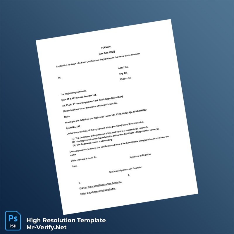 Editable India Registration Authority Fresh Registration Certificate Word and Pdf Template 2 page Editable India Registration Authority Fresh Registration Certificate Word and Pdf Template 2 page