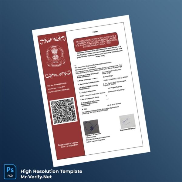 Editable India Registration Certificate of Shops and Commercial Establishments Word and Pdf Template 4 page Editable India Registration Certificate of Shops and Commercial Establishments Word and Pdf Template 4 page