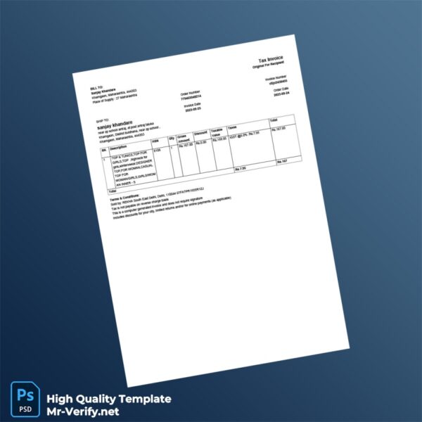 India Rekha South East Invoice Template in Word and PDF formats India Rekha South East Invoice Template in Word and PDF formats