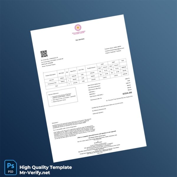 India Reliance Industries Ltd Tax Invoice Template in Word and PDF formats 2 page India Reliance Industries Ltd Tax Invoice Template in Word and PDF formats 2 page