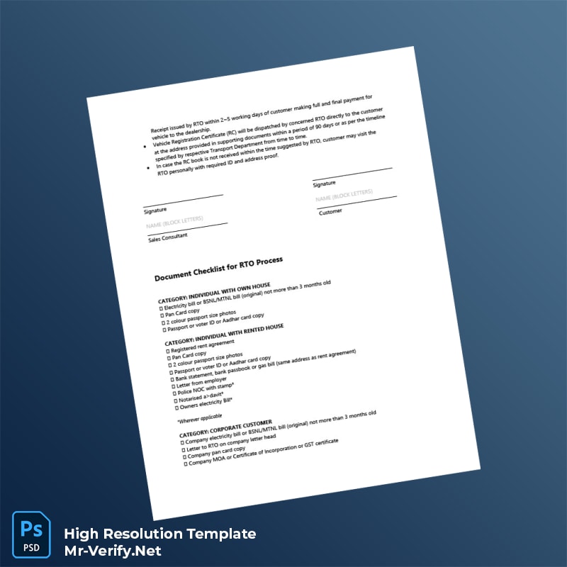 Editable India Road Transport Authority Registration Certificate Word and Pdf Template 3 page Editable India Road Transport Authority Registration Certificate Word and Pdf Template 3 page