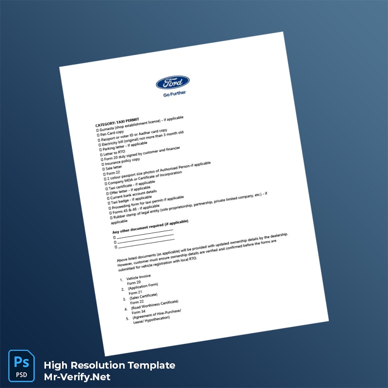 Editable India Road Transport Authority Registration Certificate Word and Pdf Template 3 page Editable India Road Transport Authority Registration Certificate Word and Pdf Template 3 page