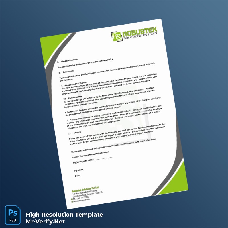 Editable India RobusTEK Solutions Private Limited Employment Verification Letter Word and Pdf Template 4 page Editable India RobusTEK Solutions Private Limited Employment Verification Letter Word and Pdf Template 4 page