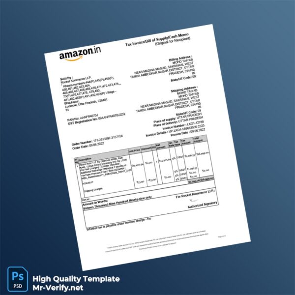 India Rocket Commerce LLP Invoice Template in Word and PDF formats