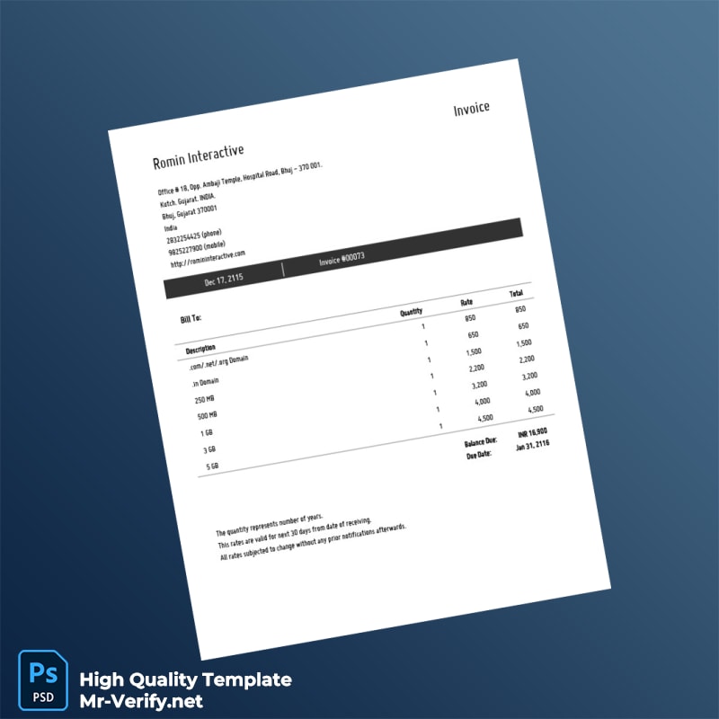 India Romin Interactive Invoice Template in Word and PDF formats India Romin Interactive Invoice Template in Word and PDF formats