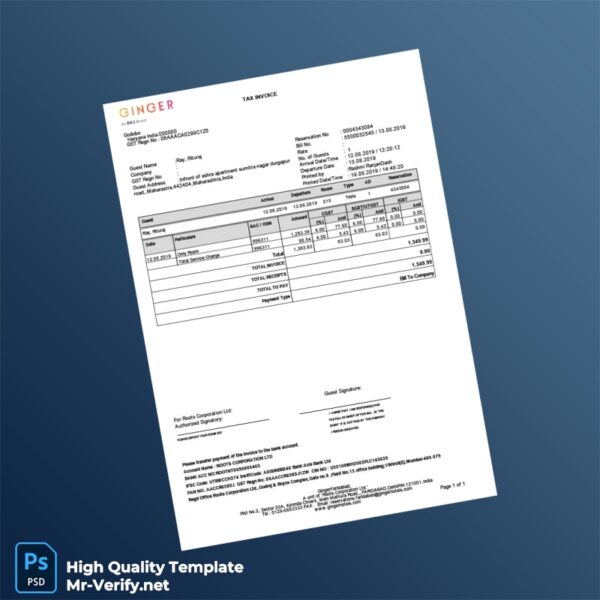 India Roots Corporation Ltd Invoice Template in Word and PDF formats