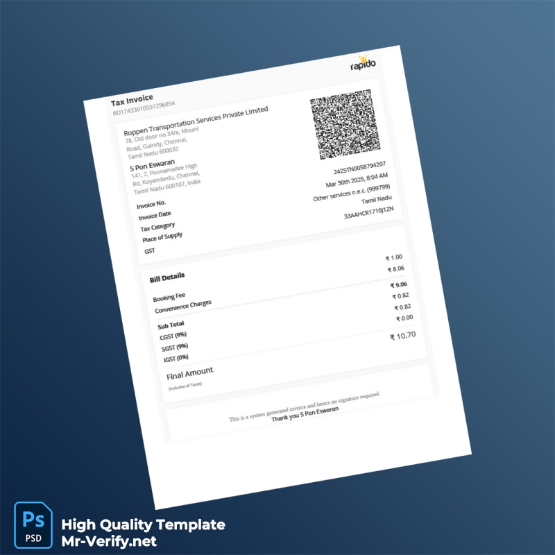 India Roppen Transportation Services Private Limited Invoice Template in Word and PDF formats 3 page India Roppen Transportation Services Private Limited Invoice Template in Word and PDF formats 3 page