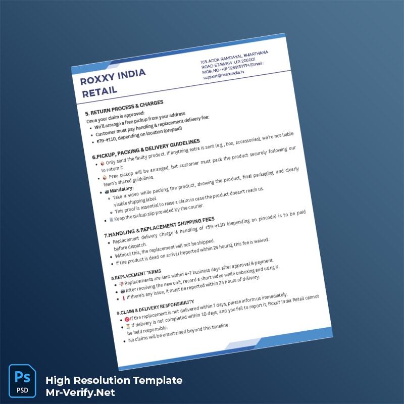 Editable India RoxxY India Warranty Registration Certificate Word and Pdf Template 4 page Editable India RoxxY India Warranty Registration Certificate Word and Pdf Template 4 page