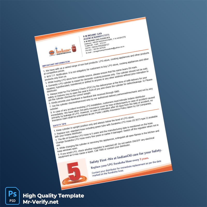 India S M Indane Gas AGENCIES Invoice Template in Word and PDF formats 2 page India S M Indane Gas AGENCIES Invoice Template in Word and PDF formats 2 page