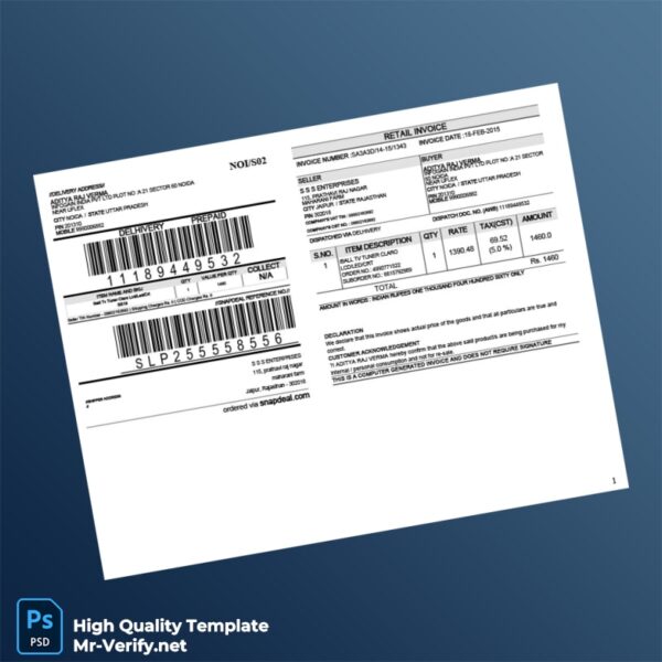 India S S S Enterprises Invoice Template in Word and PDF formats 3 page