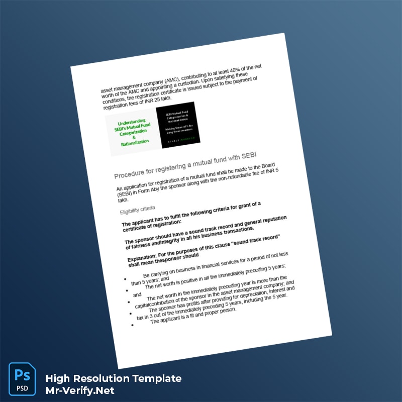Editable India SEBI Mutual Fund Registration Certificate Word and Pdf Template 4 page Editable India SEBI Mutual Fund Registration Certificate Word and Pdf Template 4 page
