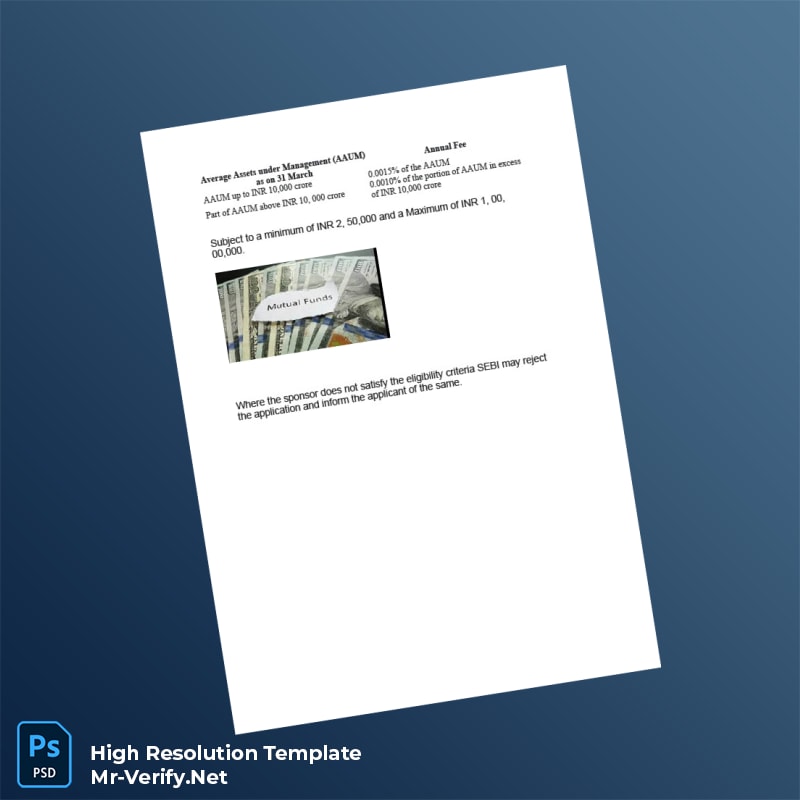 Editable India SEBI Mutual Fund Registration Certificate Word and Pdf Template 4 page Editable India SEBI Mutual Fund Registration Certificate Word and Pdf Template 4 page