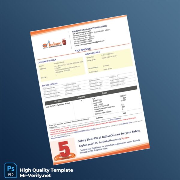 India SRI MAYI GAS AGENCY Tax Invoice Template in Word and PDF formats 2 page India SRI MAYI GAS AGENCY Tax Invoice Template in Word and PDF formats 2 page