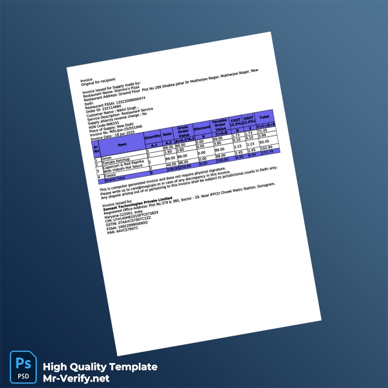 India Samast Technologies Private Limited Invoice Template in Word and PDF formats India Samast Technologies Private Limited Invoice Template in Word and PDF formats