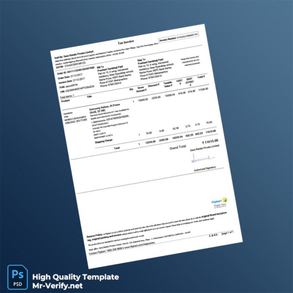 India Sane Retails Private Limited Invoice Template in Word and PDF formats India Sane Retails Private Limited Invoice Template in Word and PDF formats