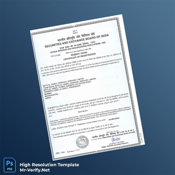 India Securities and Exchange Board of India Registration Certificate Word and Pdf Template India Securities and Exchange Board of India Registration Certificate Word and Pdf Template