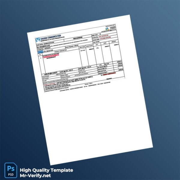 India Shagun Communication Tax Invoice Template in Word and PDF formats