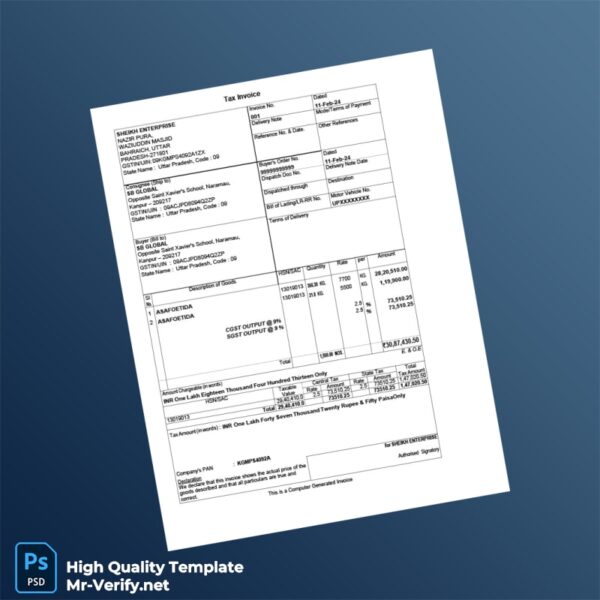 India Sheikh Enterprise Invoice Template in Word and PDF formats India Sheikh Enterprise Invoice Template in Word and PDF formats