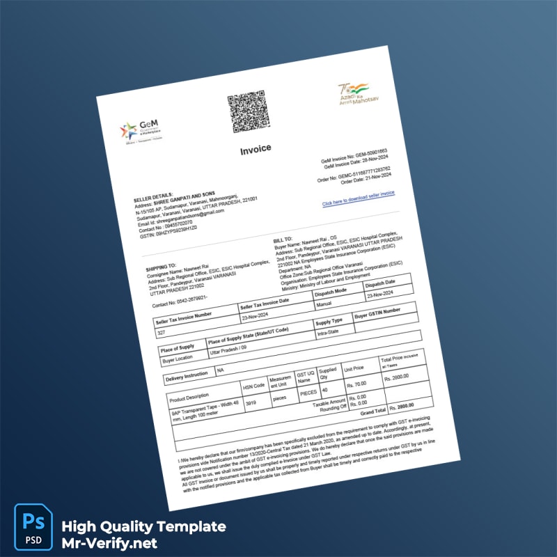 India Shree Ganpati And Sons Invoice Template in Word and PDF formats 2 page India Shree Ganpati And Sons Invoice Template in Word and PDF formats 2 page