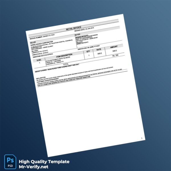 India Shree Kavach Corporation Invoice Template in Word and PDF formats 3 page