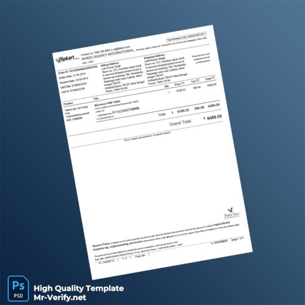 India Shree Radhey International Invoice Template in Word and PDF formats India Shree Radhey International Invoice Template in Word and PDF formats