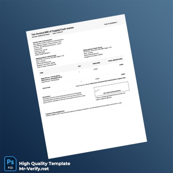 India Sneh Communication Invoice Template in Word and PDF formats India Sneh Communication Invoice Template in Word and PDF formats