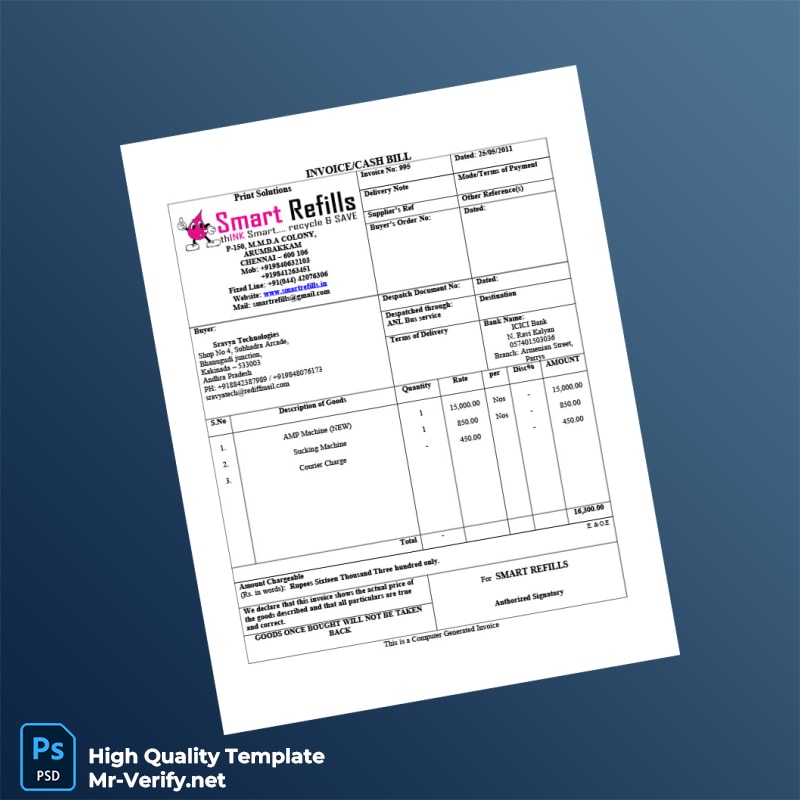 India Sravya Technologies Invoice Template in Word and PDF formats India Sravya Technologies Invoice Template in Word and PDF formats