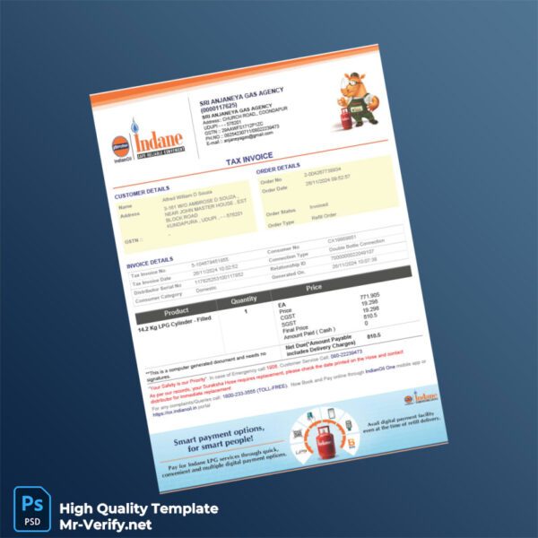 India Sri Anjaneya Gas Agency Tax Invoice Template in Word and PDF formats 2 page India Sri Anjaneya Gas Agency Tax Invoice Template in Word and PDF formats 2 page