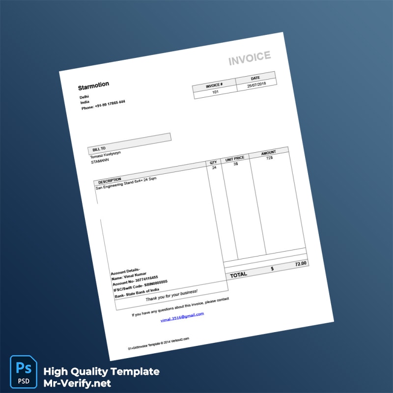 India Starmotion Invoice Template in Word and PDF formats India Starmotion Invoice Template in Word and PDF formats