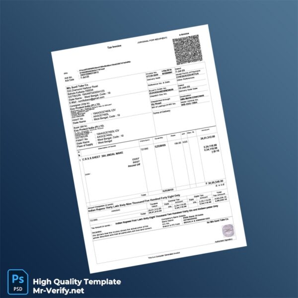 India Sunil Tube Co Invoice Template in Word and PDF formats 3 page