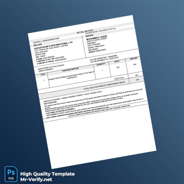 India Supertronics International Ltd Invoice Template in Word and PDF formats