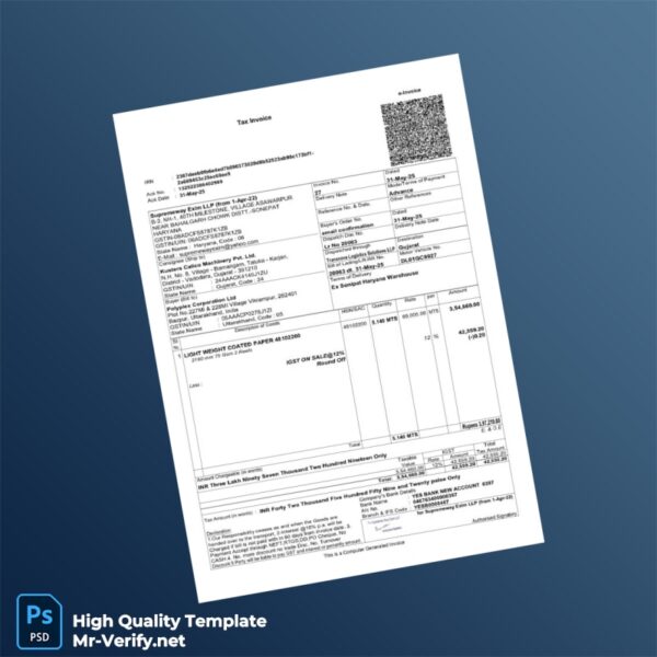 India Supremeway Exim LLP Tax Invoice Template in Word and PDF formats India Supremeway Exim LLP Tax Invoice Template in Word and PDF formats
