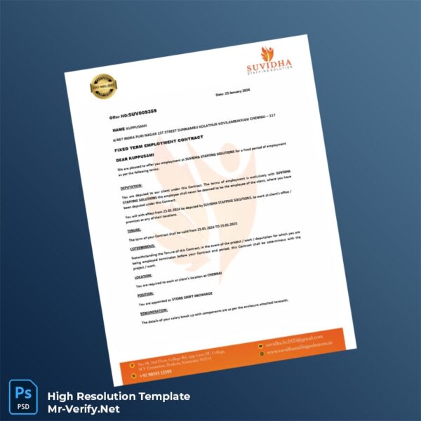 India20Suvidha20Employment20Verification20Letter20Template20in20Word20and20PDF20formats 600x600 - Editable File Template