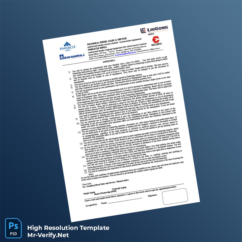 Editable India Swamiraj Diesel Sales Service Employment Verification Letter Word and Pdf Template 2 page Editable India Swamiraj Diesel Sales Service Employment Verification Letter Word and Pdf Template 2 page