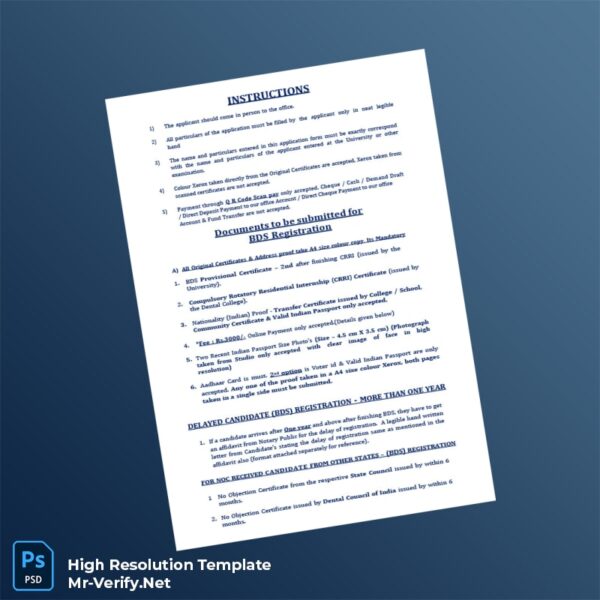 Editable India Tamil Nadu Dental Council BDS Registration Form Word and Pdf Template 5 page Editable India Tamil Nadu Dental Council BDS Registration Form Word and Pdf Template 5 page