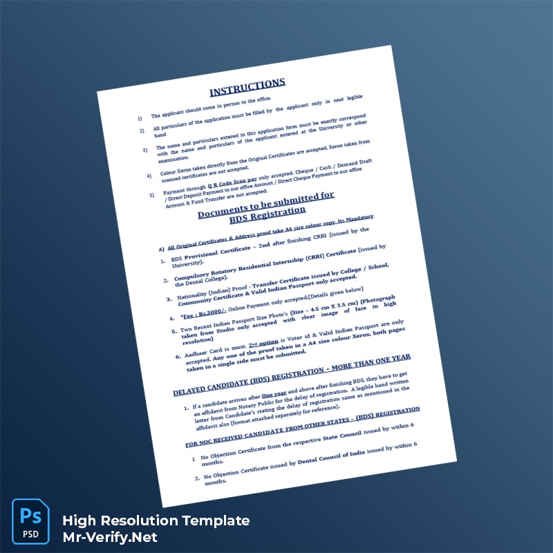 Editable India Tamil Nadu Dental Council BDS Registration Form Word and Pdf Template 5 page Editable India Tamil Nadu Dental Council BDS Registration Form Word and Pdf Template 5 page