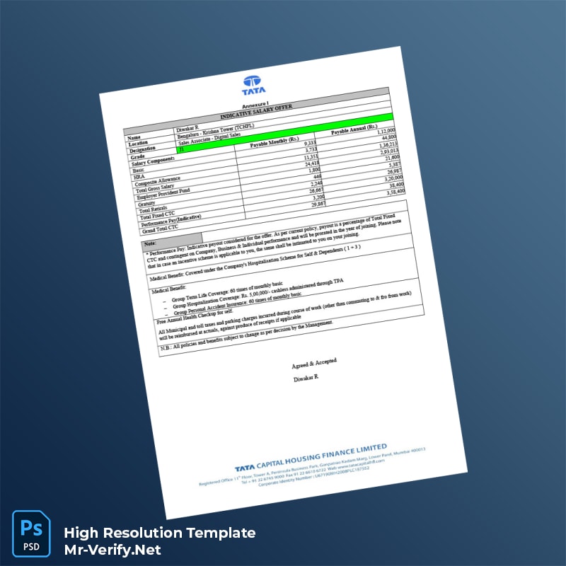 Editable India Tata Capital Housing Finance Employment Verification Letter Word and Pdf Template 4 page Editable India Tata Capital Housing Finance Employment Verification Letter Word and Pdf Template 4 page