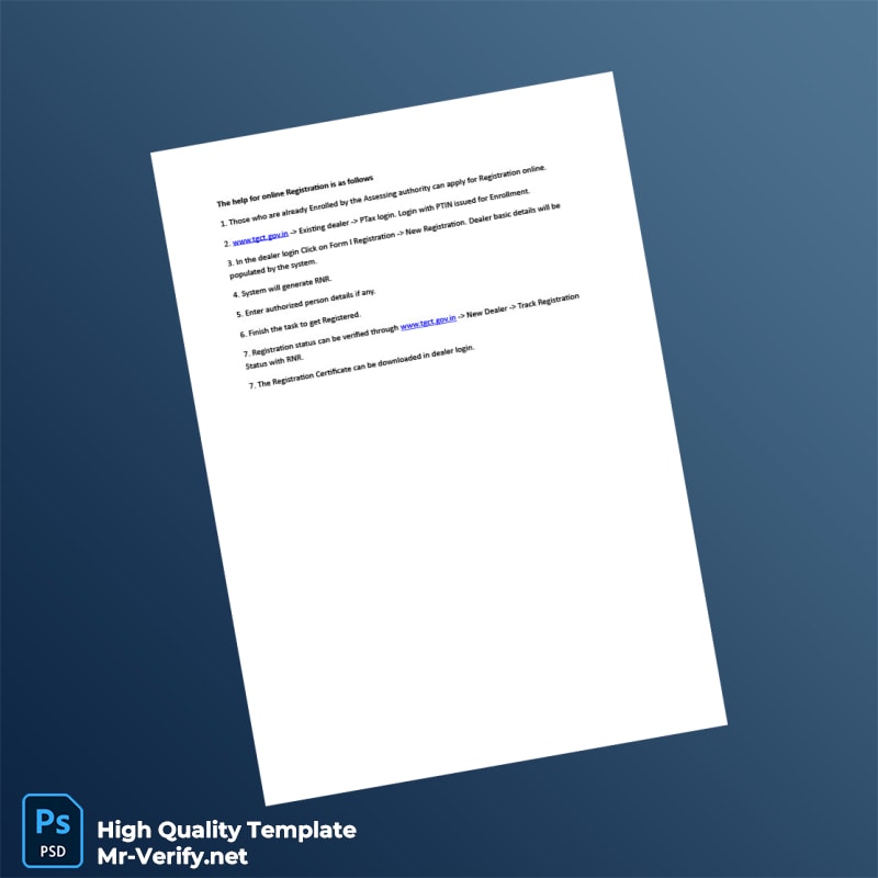 India Tax Authority Editable Business Registration Certificate Template in Word and PDF formats 2 page India Tax Authority Editable Business Registration Certificate Template in Word and PDF formats 2 page