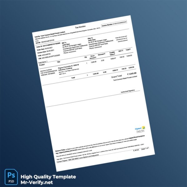 India Tech-Connect Retail Private Limited Tax Invoice Template in Word and PDF formats 4 page
