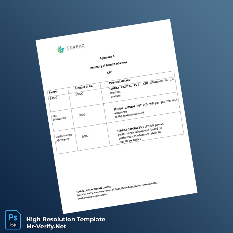 Editable India Terraz Capital Pvt Ltd Employment Verification Letter Word and Pdf Template 6 page Editable India Terraz Capital Pvt Ltd Employment Verification Letter Word and Pdf Template 6 page