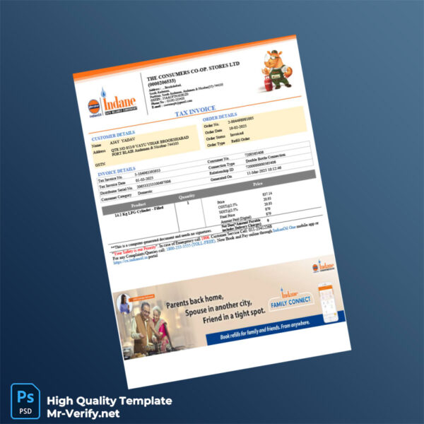 India The Consumers Co-Op Stores Ltd Tax Invoice Template in Word and PDF formats 2 page