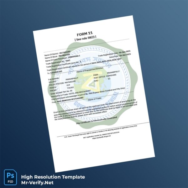 Editable India Trade License Word and Pdf Template